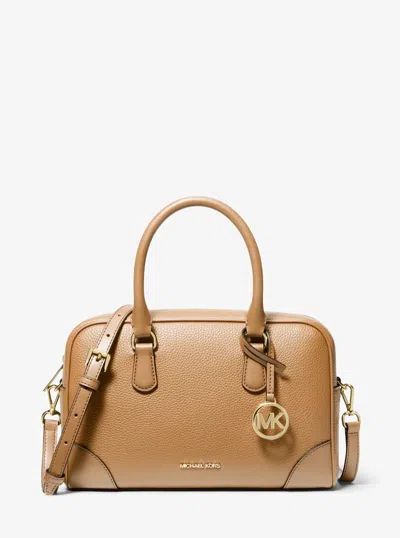Michael Kors Thompson Pebbled Leather Satchel In Red