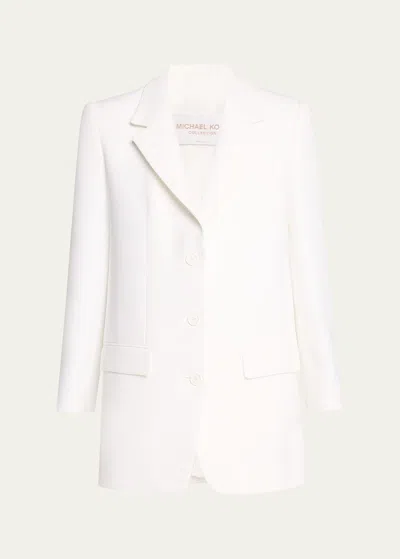 Michael Kors Three-button Boyfriend Blazer Jacket In Optic Whit