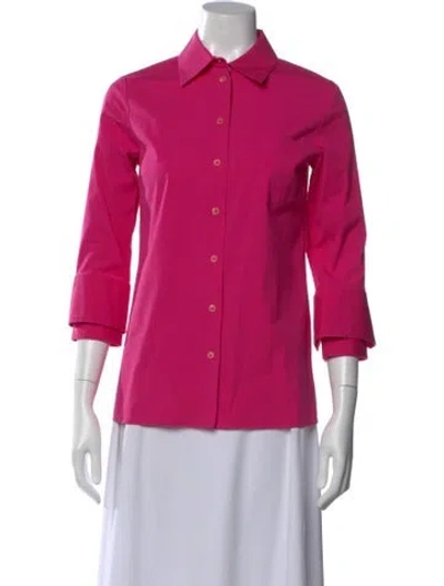 Pre-owned Michael Kors Three-quarter Sleeve Button-up Top In Pink