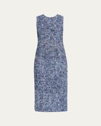 Michael Kors Tie-dye Soutache Lace Midi Dress In Blue