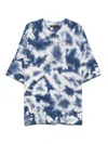 Michael Kors Tie Dye Wool And Cashmere Short-sleeve Sweater In Blue
