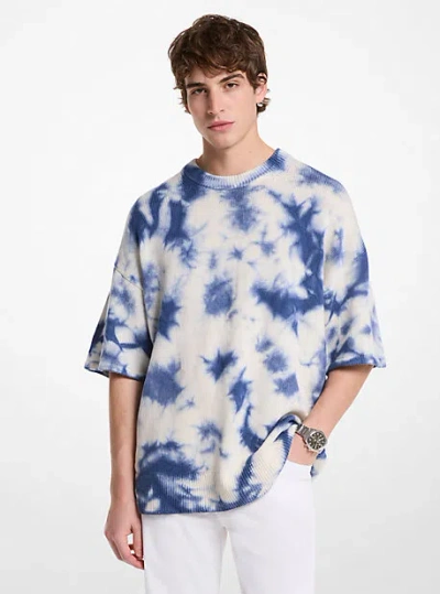 Michael Kors Tie Dye Wool And Cashmere Short-sleeve Jumper In Blue