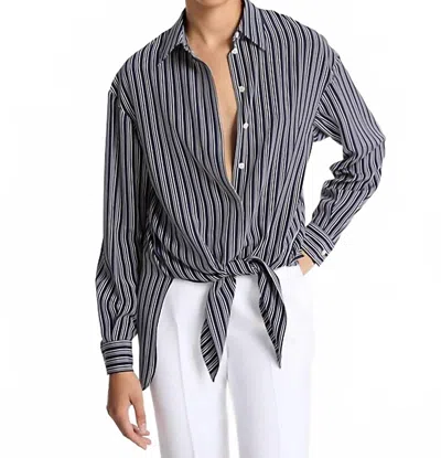 Michael Kors Tie Front Shirt In Maritime-optic White In Multi