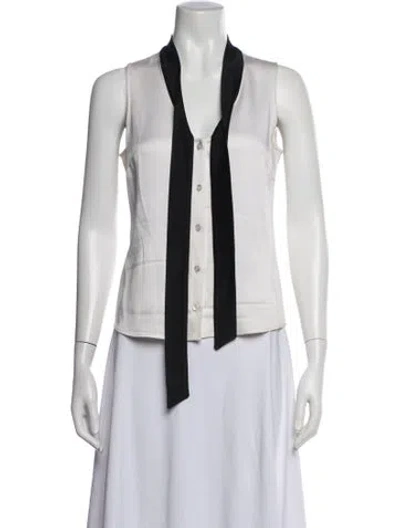 Pre-owned Michael Kors Tie Neck Sleeveless Blouse In Neutrals