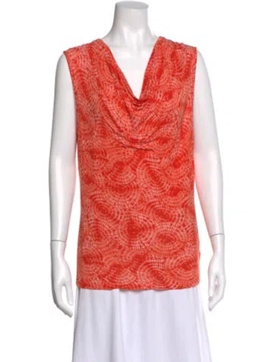 Pre-owned Michael Kors Tie-dye Print Cowl Neck Top In Orange