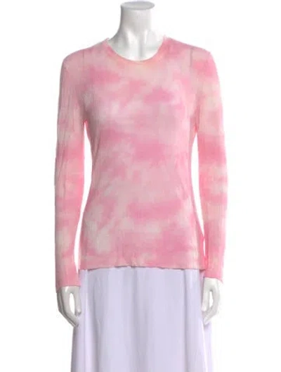 Pre-owned Michael Kors Tie-dye Print Crew Neck Sweater In Pink