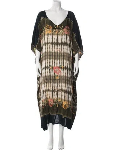 Pre-owned Michael Kors Tie-dye Print Long Dress In Multicolor