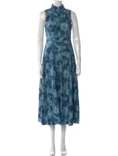 Pre-owned Michael Kors Tie-dye Print Long Dress W/ Tags In Blue