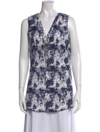 Pre-owned Michael Kors Tie-dye Print V-neck Top W/ Tags In Multi