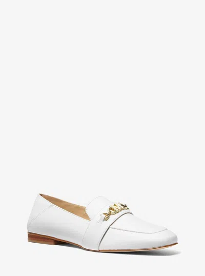 Michael Kors Tiffanie Loafer Women's 10 Optic White Leather Flat Shoes Khd1804
