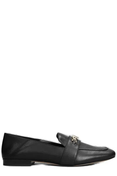 Michael Kors Logo标牌皮质乐福鞋 In Black