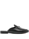 Michael Kors Black Tiffanie Leather Flat Mules In Black