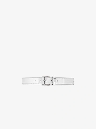 Michael Kors Tilda Specchio Leather Belt In Silver