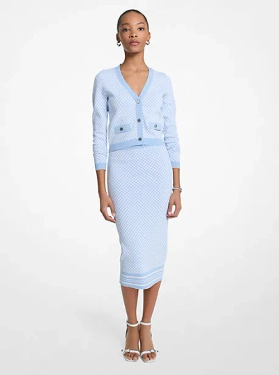 Michael Kors Tile Jacquard Midi Skirt In Blue