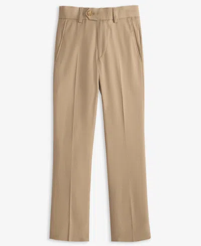 Michael Kors Kids' Big Boys Plain Hemmed Flat-front Pants In Tan