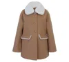 Michael Kors Toddler And Little Girls Faux Wool Hooded Collar Jacket In Brown
