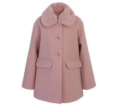 Michael Kors Kids' Toddler And Little Girls Faux Wool Hooded Collar Jacket In Pink