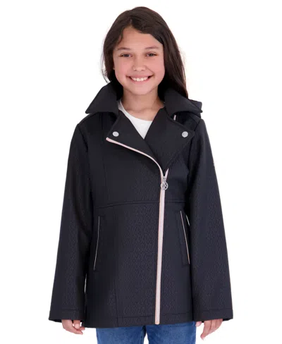 Michael Kors Babies' Toddler Girls' 2t-5t Asymetric Zip Softshell Stadium Length Jacket In Black