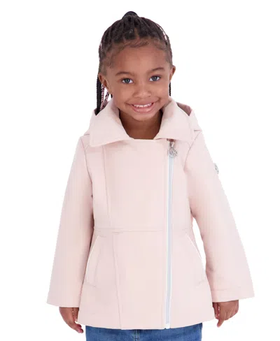 Michael Kors Babies' Toddler Girls' 2t-5t Asymetric Zip Softshell Stadium Length Jacket In Pink