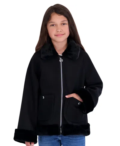 Michael Kors Babies' Toddler Girls' 2t-5t Midweight Faux Wool Jacket In Black