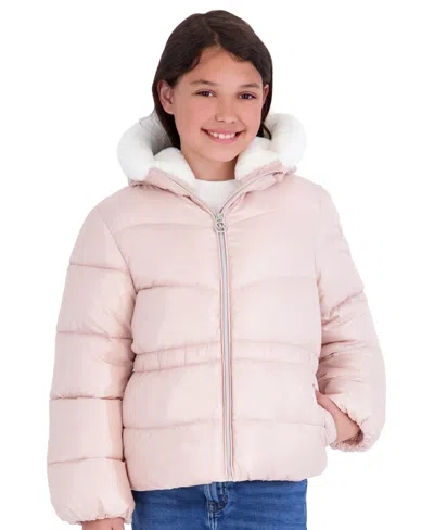 Michael Kors Babies' Toddler Girls' 2t-5t Peplum Heavy Weight Puffer Jacket In Pink