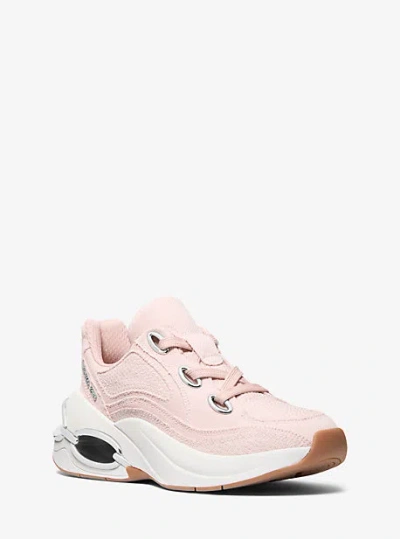 Michael Kors Toni Denim Trainer In Pink