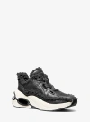 Michael Kors Toni Distressed Leather And Sherpa Trainer In Black