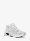Michael Kors Toni Embellished Linen Blend Trainer In White