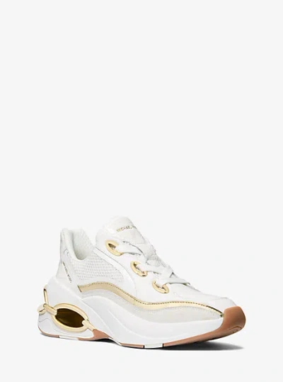 Michael Kors Toni Mixed-media Trainer In Gold