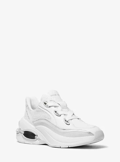Michael Kors Toni Mixed-media Trainer In Silver