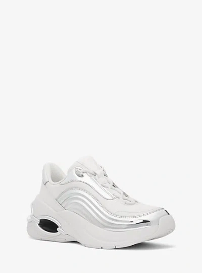 Michael Kors Toni Mixed-media Trainer In White