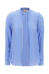 Michael Kors Striped Motif Print Blouse With Fabric Scarf