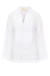 Michael Kors Linen V Neck Tier Top Top-wear In White