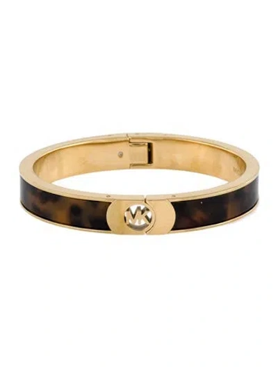 Pre-owned Michael Kors Tortoise Shell Cuff Bracelet, 6.75" In Brown