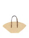 Michael Kors Isa Small Beige Shopper With Woven Design And Two Adjustable Handles In Tech Fabric Woman In Beige