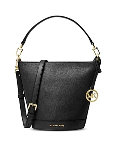 Michael Kors Townsend Small Leather Convertible Bucket Crossbody In Black