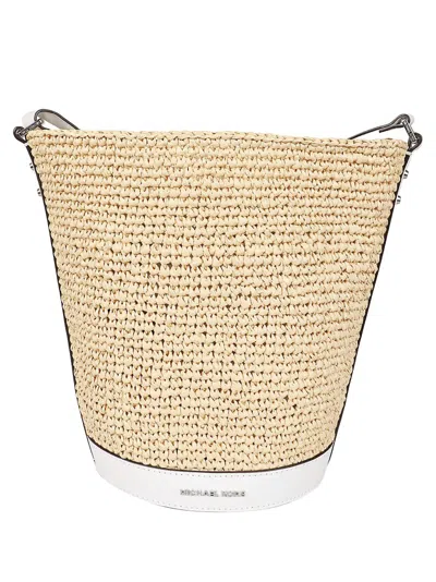 Michael Kors Townsend Textured Raffia Bucket Bag In Neutral