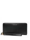 Michael Kors Jet Set Travel Large Leather Continental Wallet In Black