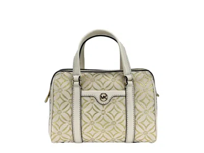 Michael Kors Travel Small Pebbled Leather Duffle Crossbody Handbag Pale Gold Women's Multi