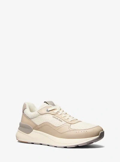 Michael Kors Trevor Mixed-media Trainer In Natural