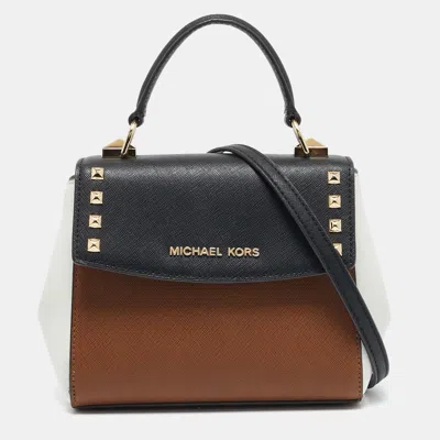 Pre-owned Michael Kors Tri Color Leather Mini Karla Top Handle Bag In Multicolor