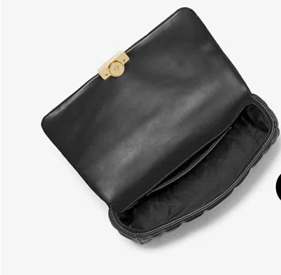Michael Kors Tribeca Grande Leather Shoulder Bag In Black