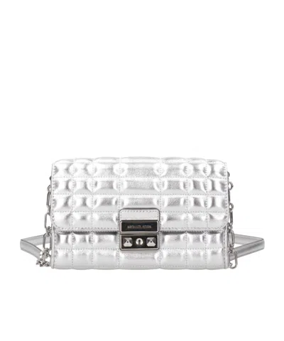 Michael Kors Large Tribeca Leather Cross Body Bag In White