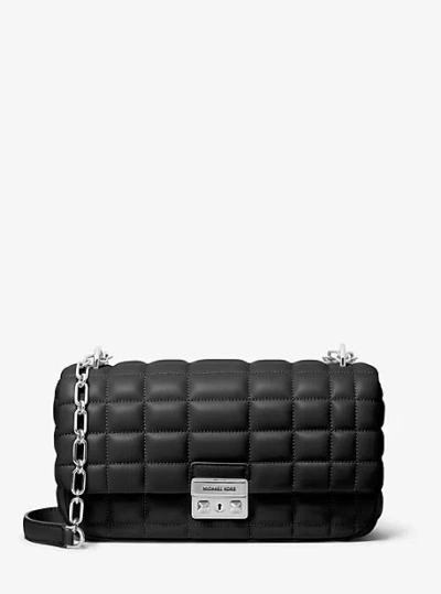 Michael Kors Tribeca Large Quilted Leather Shoulder Bag In Black