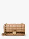 Michael Kors Tribeca Large Quilted Leather Shoulder Bag In Brown