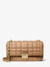 Michael Kors Tribeca Large Quilted Leather Shoulder Bag In Brown