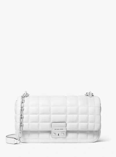Michael Kors Tribeca Large Quilted Leather Shoulder Bag In White