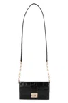 Michael Kors Tribeca Leather Wallet On Chain In Black