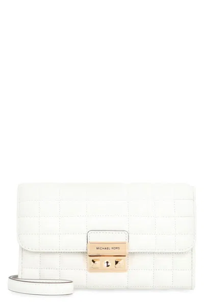 Michael Kors Tribeca Leather Wallet On Chain In White