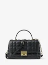 Michael Kors Tribeca Medium Quilted Leather Satchel In Black